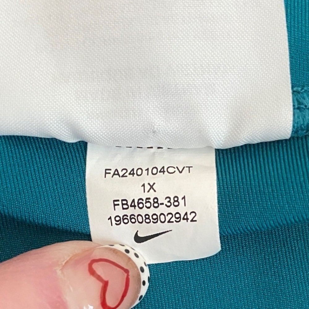 NWOT Nike Teal Leggings with Lime Swoosh Accent - Picture 8 of 12